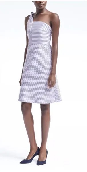 Женское расклешенное платье в полоску на одно плечо Banana Republic, размер 14