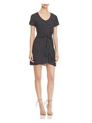 THREE DOTS Womens Black Tie Short Sleeve Mini Party Fit + Flare Dress S