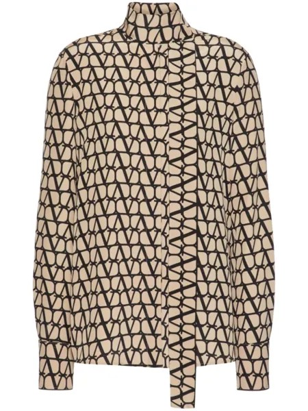 Valentino Garavani блузка с узором Toile Iconographe, нейтральный цвет