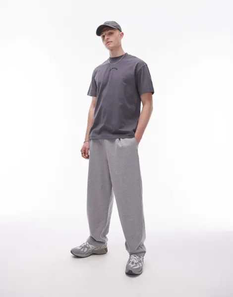 Topman Premium – футболка оверсайз графитового цвета с вышитой надписью «Another Day»