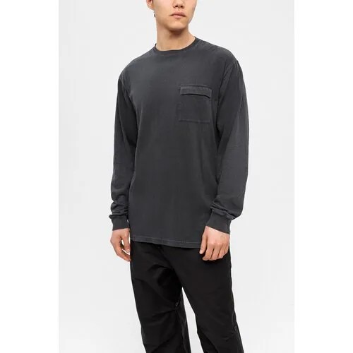 Лонгслив Maharishi, свободный силуэт, круглый вырез, однотонный, размер 52, серый