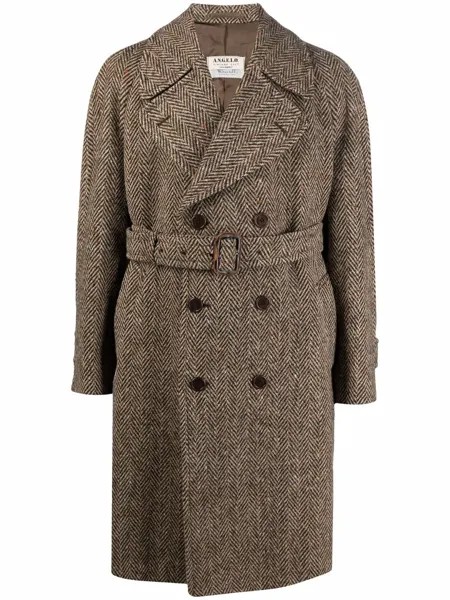 A.N.G.E.L.O. Vintage Cult двубортное пальто 1980-х годов с узором в елочку