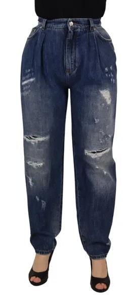DOLCE - GABBANA Джинсы Синие потертые брюки свободного кроя с завышенной талией IT40/US6/S 1100usd