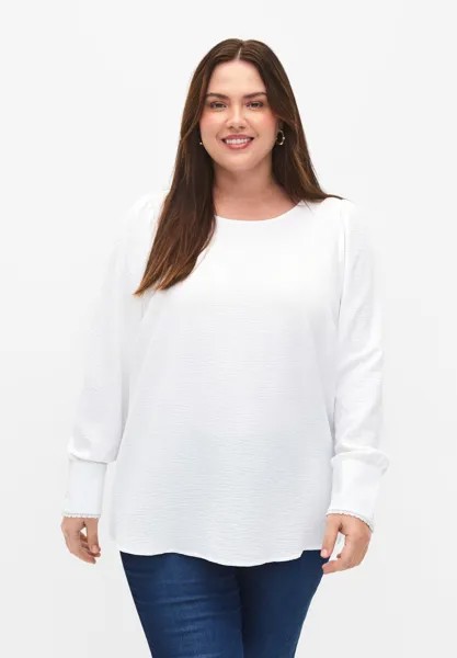 Блуза Long-Sleeved With Texture Zizzi, ярко-белая