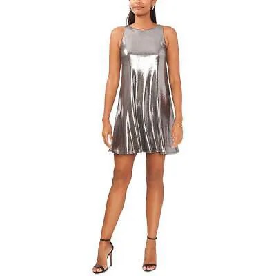 Женское платье прямого кроя без рукавов MSK серебристого цвета с эффектом металлик XL BHFO 8854