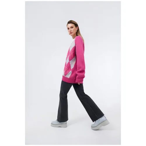 Кардиган TOPTOP STUDIO, свободный силуэт, удлиненный, трикотаж, размер One size, розовый
