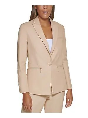 Женский бежевый пиджак с воротником-стойкой и подплечниками DKNY Wear To Work Blazer Jacket 12