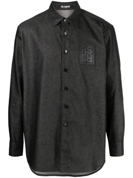 Raf Simons рубашка с нашивкой-логотипом, черный