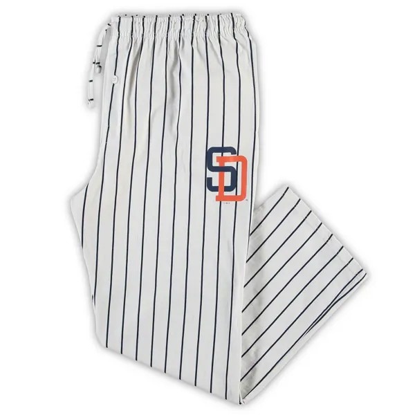 Мужские брюки Concepts Sport белого/темно-синего цвета San Diego Padres Big & Tall в тонкую полоску