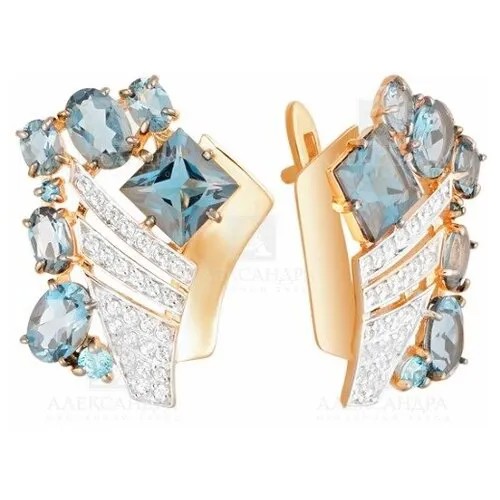 Серьги АЛЕКСАНДРА, красное золото, 585 проба, гранат, фианит