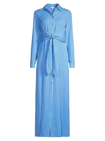 Полосатое платье-рубашка с завязкой на талии Michael Michael Kors, синий