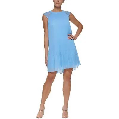 Женское плиссированное летнее мини-платье DKNY с кружевными рукавами BHFO 4927