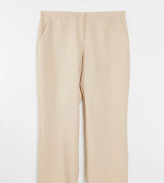 Бежевые прямые брюки ASOS DESIGN Curve Ultimate-Светло-бежевый цвет