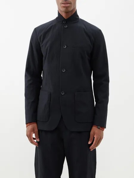 Однобортный пиджак из жатого хлопка linden Rag & Bone, черный