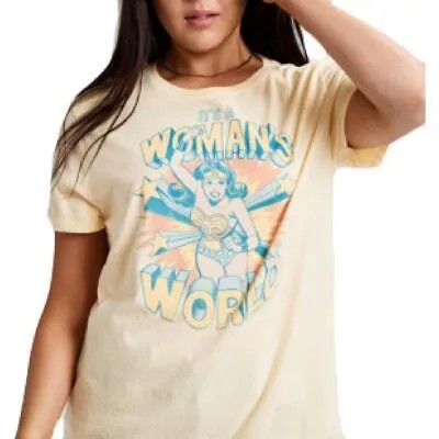 Junk Food Womens Желтая футболка с рисунком Its A Womans World Top XS BHFO 6679