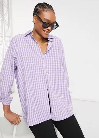 Сиреневая oversized-рубашка в клетку Urban Threads-Фиолетовый цвет