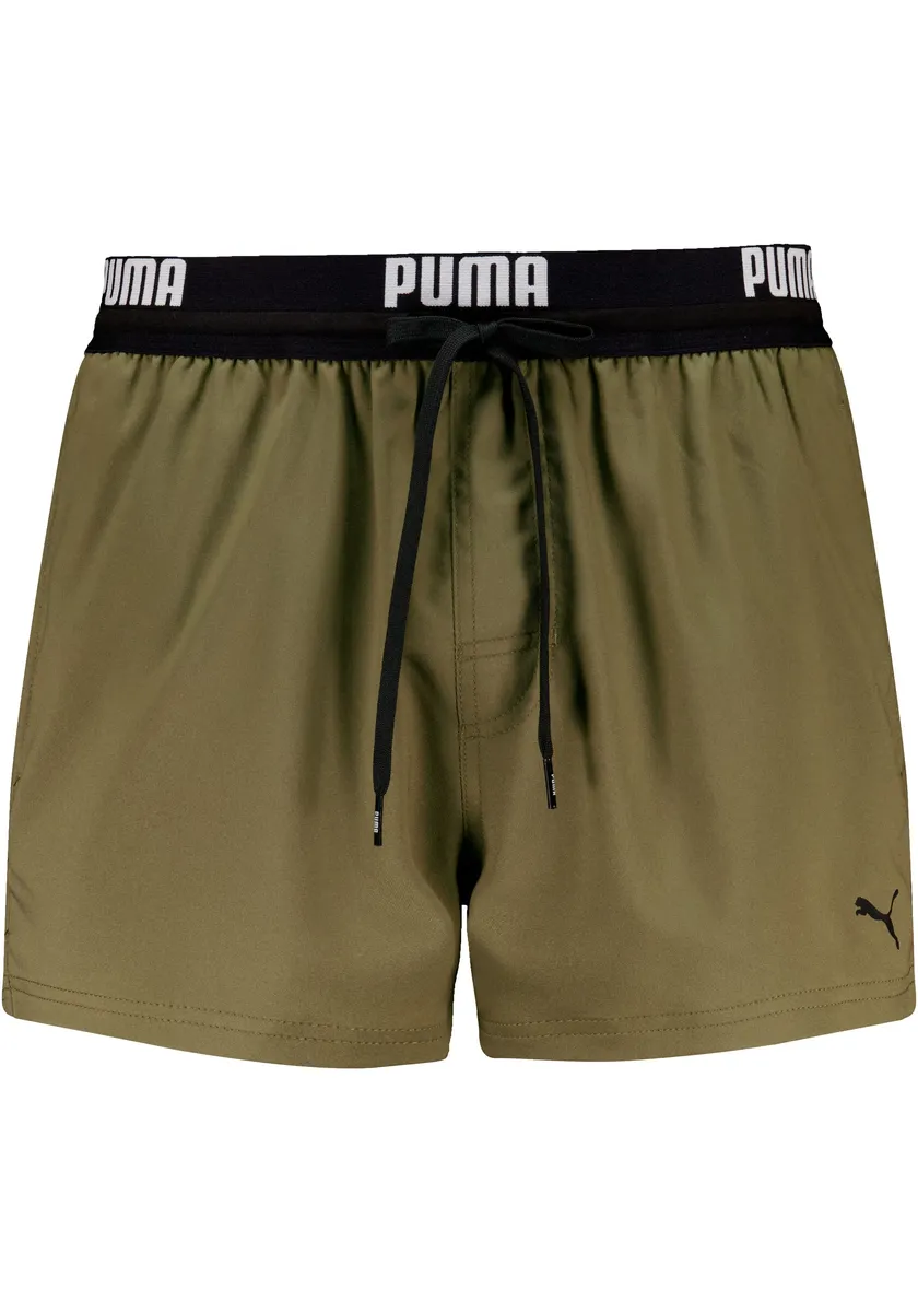 Купальные шорты PUMA с принтом на поясе, зеленый