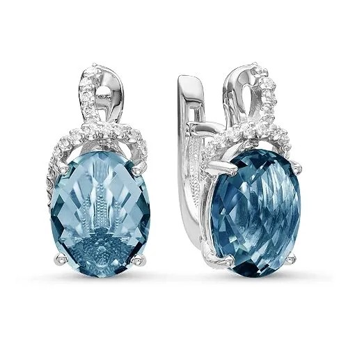 Серьги Бриллианты Костромы, белое золото, 585 проба, топаз, бриллиант