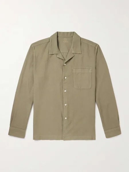 Рубашка Luke Camp-Collar из хлопка и фланели, окрашенная в готовом виде ALTEA, зеленый