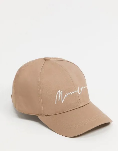 Бежевая кепка с вышивкой фирменного логотипа Mennace-Бежевый