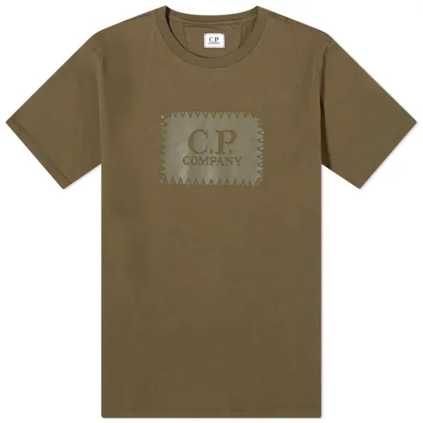 Футболка C.p. Company 30/1 Jersey Label Style Logo, темно-зеленый