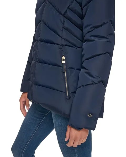 Пальто Tommy Hilfiger Zip-Up Short Puffer Coat, темно-синий