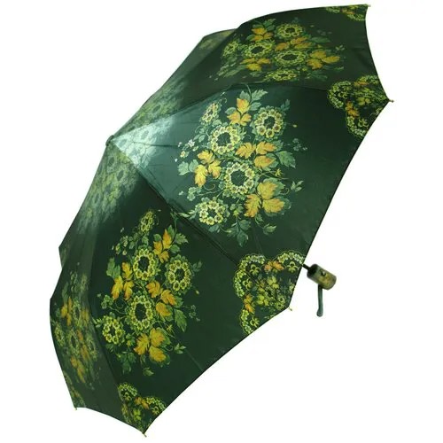 Зонт-шляпка Rainbrella, полуавтомат, 3 сложения, купол 105 см., 9 спиц, система «антиветер», чехол в комплекте, для женщин, зеленый, синий