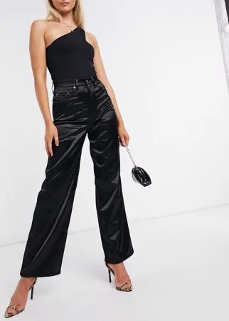Черные свободные джинсы из атласа в винтажном стиле с завышенной талией ASOS DESIGN-Черный цвет