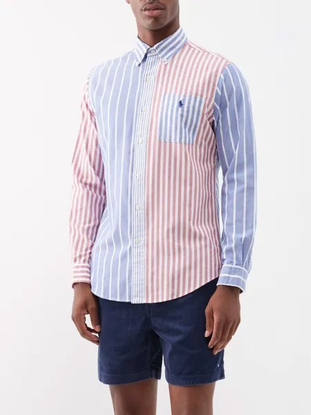 Рубашка индивидуального кроя из хлопка и шамбре в полоску в стиле пэчворк Polo Ralph Lauren, синий