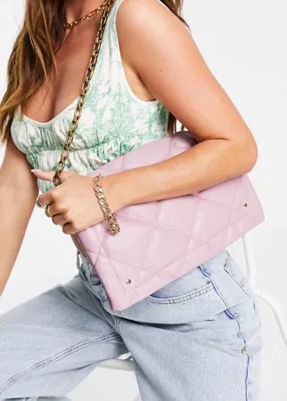 Розовато-лиловая стеганая сумка на плечо из искусственной кожи Miss Selfridge-Фиолетовый цвет