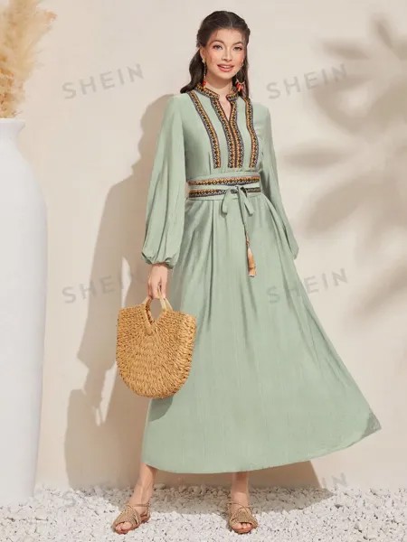 Платье женское Shein Mulvari с вырезом и геометрическим узором, мятно-зеленый