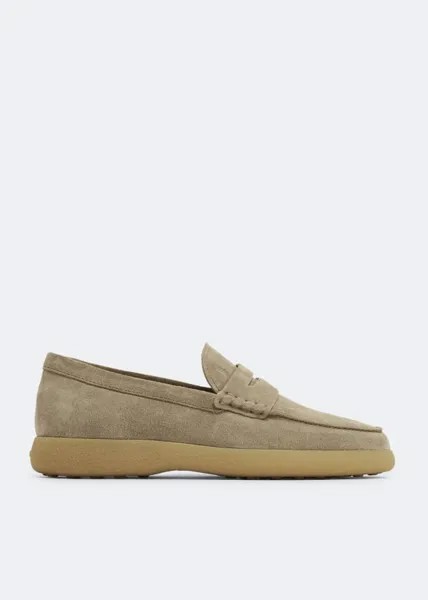 Лоферы TOD'S Suede loafers, бежевый