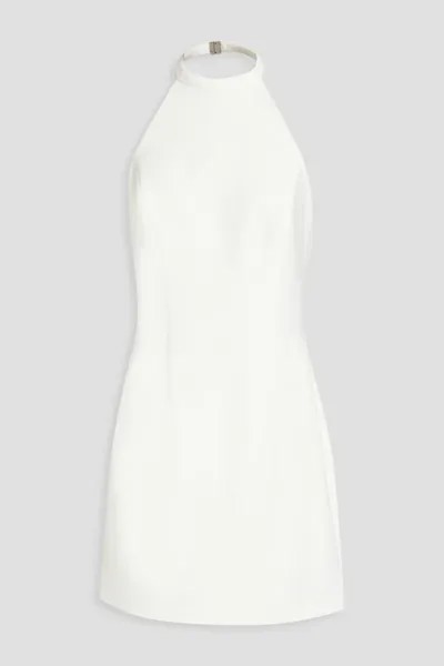 Платье мини Vic из крепа с вырезом халтер Halston, белый
