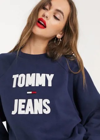 Темно-синий свитшот с рукавами реглан и логотипом Tommy Jeans