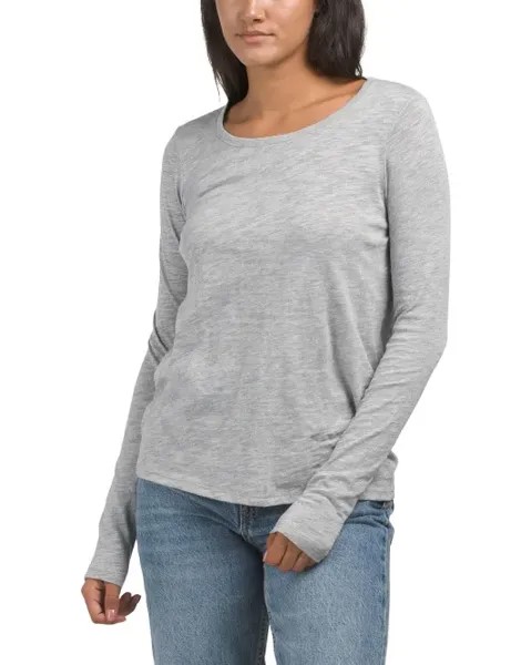 Трикотажный топ с длинными рукавами из смесового хлопка Pima Atm, цвет Heather Grey