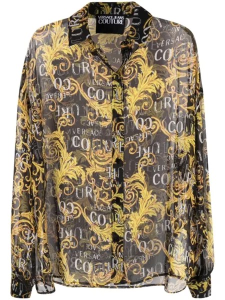 Versace Jeans Couture рубашка с длинными рукавами и логотипом, черный