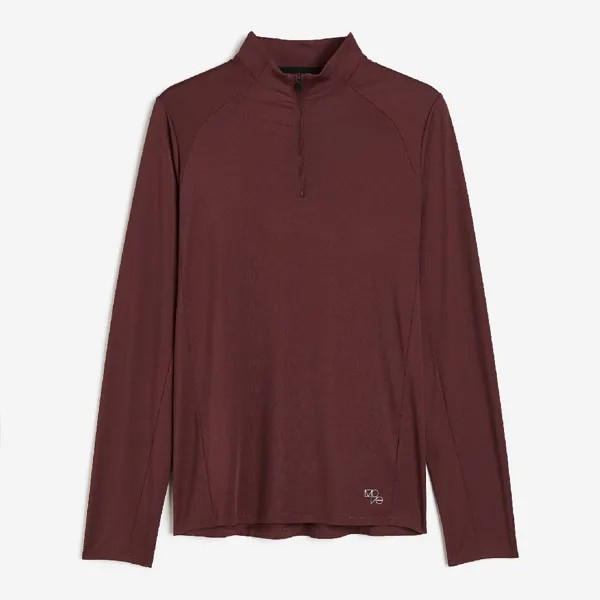 Спортивный лонгслив H&M DryMove Half-zip, бордовый