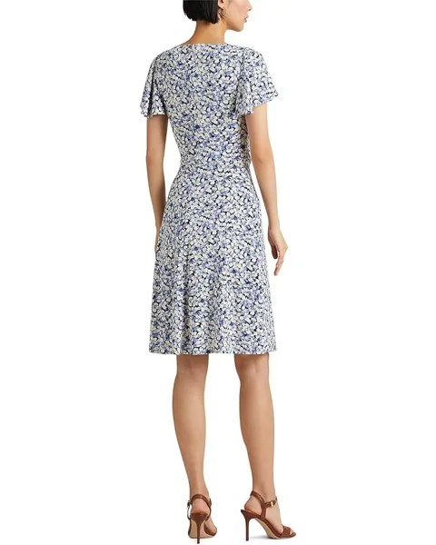 Платье LAUREN Ralph Lauren Floral Stretch Jersey Surplice Dress, цвет Blue/Cream/Pink