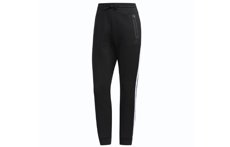 Трикотажные спортивные штаны женские черные/белые Adidas