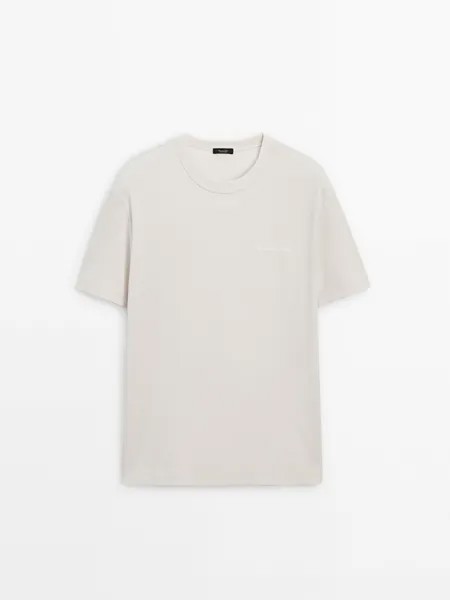 Хлопковая футболка с короткими рукавами Massimo Dutti, белый