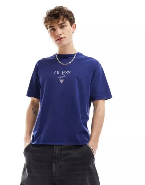 Синяя футболка унисекс с принтом Guess Originals