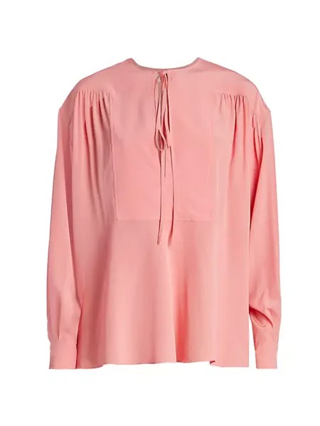 Плиссированная шелковая блузка Victoria Beckham, цвет candy floss