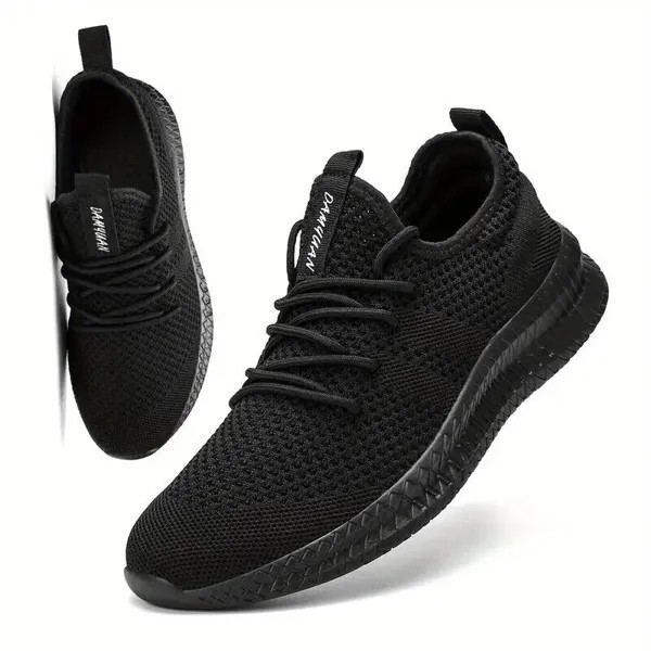 Мужские черные сетчатые дышащие легкие кроссовки для бега, размер 9,5