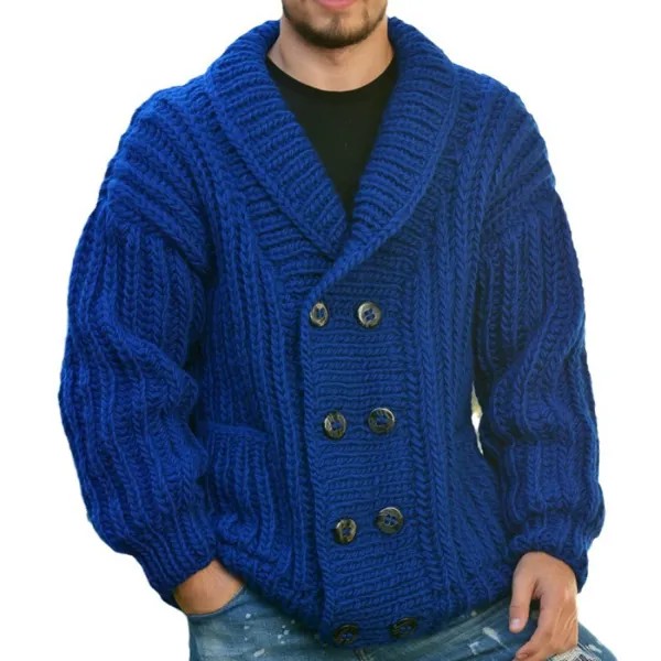 Осенне-зимний ретро жаккардовый свитер мужской двубортный кардиган свитер куртка