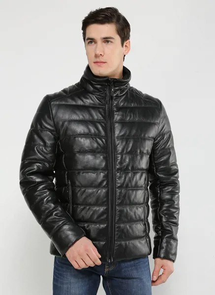 Кожаная куртка мужская Каляев 157352 черная 48