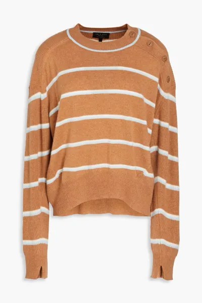 Полосатый кашемировый свитер Rag & Bone, коричневый