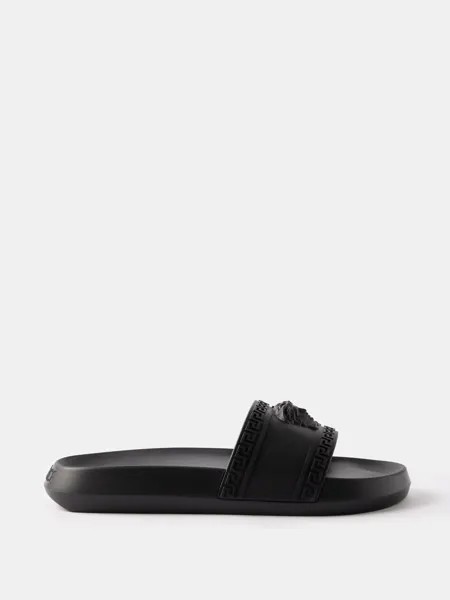 Резиновые шлепанцы с логотипом medusa Versace, черный