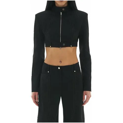 Пиджак Sorelle, укороченный, силуэт прилегающий, размер XS, черный