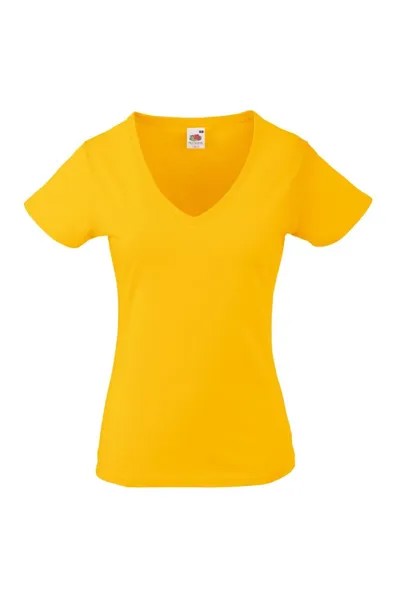 Легкая футболка Lady-Fit с V-образным вырезом и короткими рукавами Fruit of the Loom, желтый