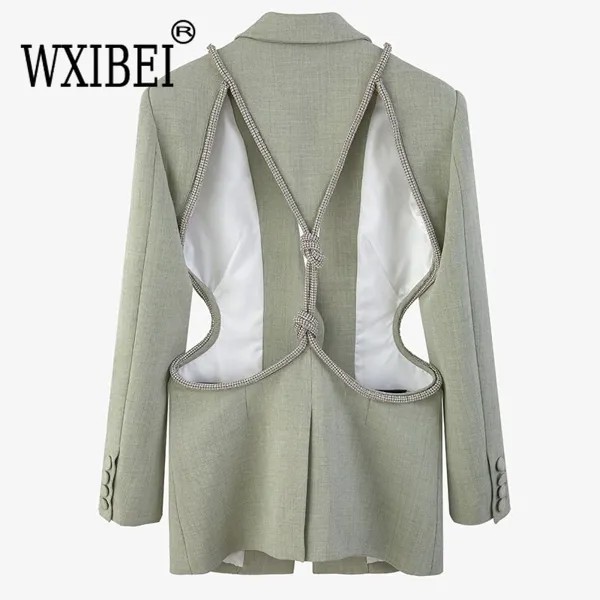 Женский однотонный Блейзер WXIBEI, повседневный пиджак с отложным воротником и длинным рукавом, корейская мода, весна 2022, новая одежда FC127